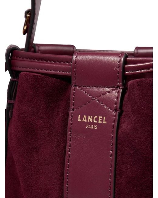 Lancel Purple Elles Leather-Trimmed Suede Bucket Bag