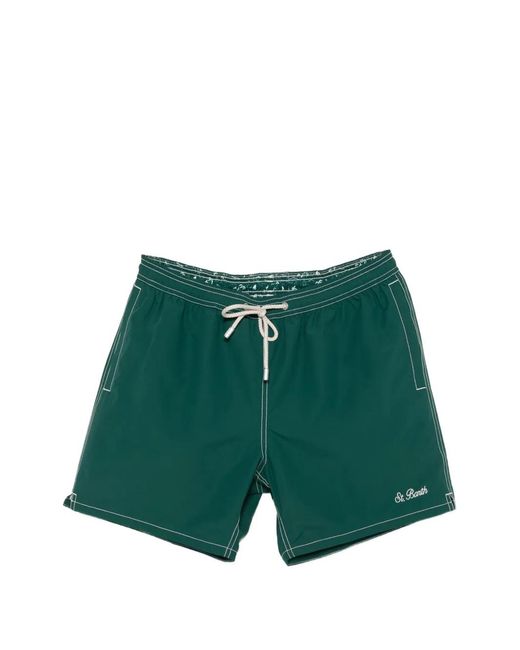 Mc2 Saint Barth Green Stitching Swim Shorts for men