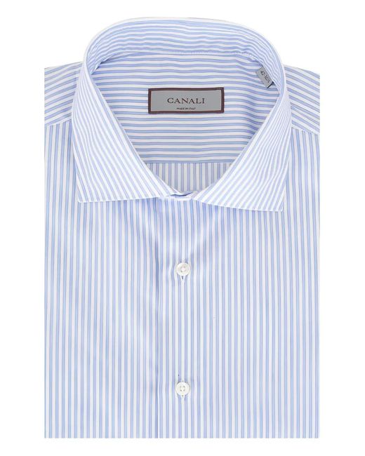 Canali White Striped Shirt for men