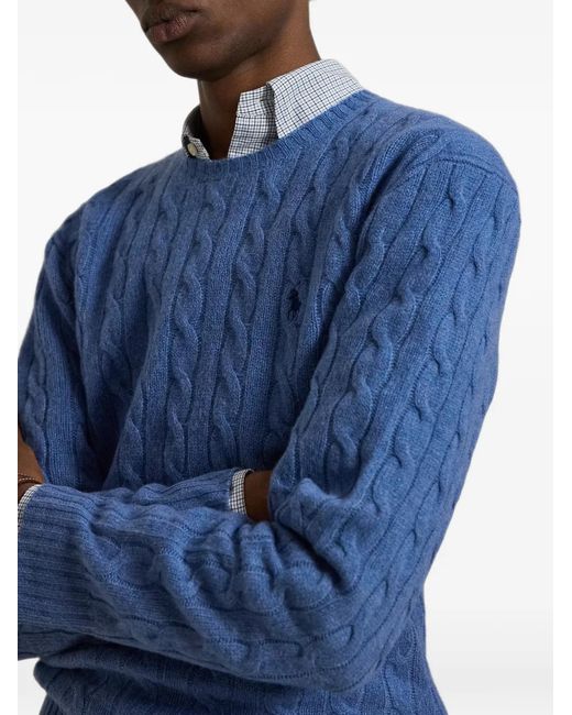 Polo Ralph Lauren Blue Cable-Knit Wool-Cashmere Jumper for men