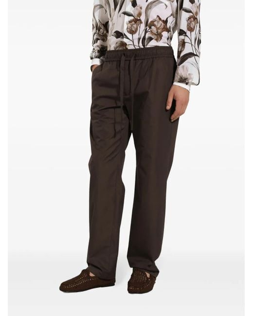 Dolce & Gabbana Brown Straight-Leg Cotton Trousers for men