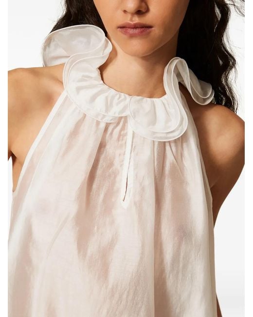 Twinset White Voile Top With Ruffles