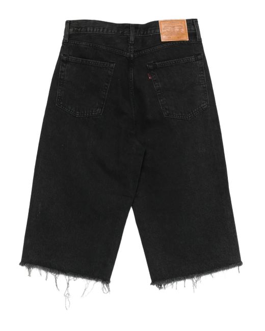Levi's Black 478 Baggy Capri Frayed-Hem Denim Shorts for men