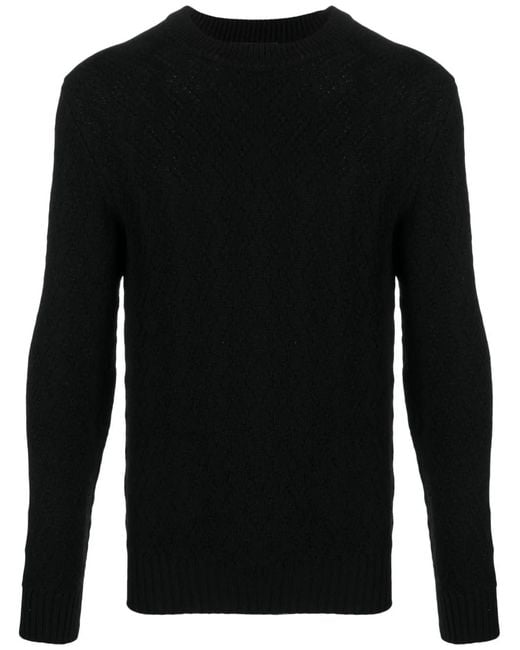 Tagliatore Black Crew-Neck Virgin Wool Jumper for men