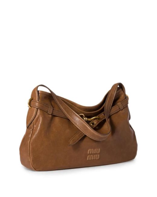 Miu Miu Brown Aventure Slouchy Shoulder Bag