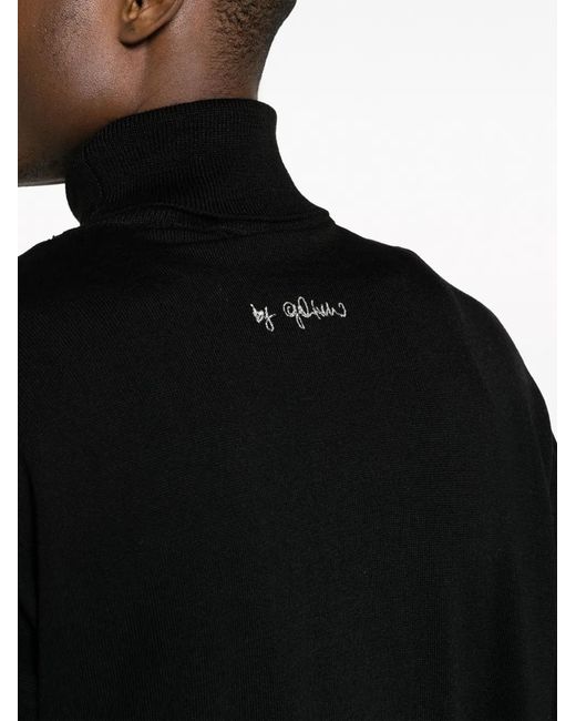 Gcds Black Logo-Embroidered Roll-Neck Jumper for men