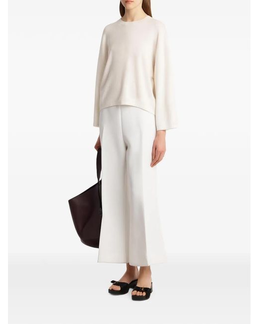 Khaite White Wool Crew-Neck Sweater