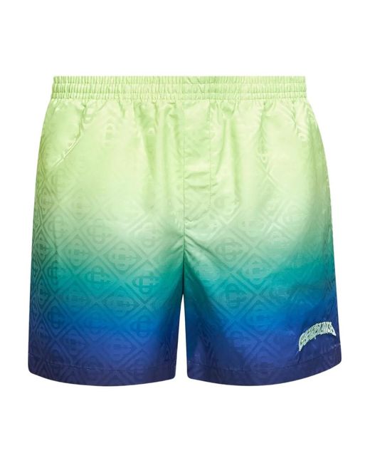Casablanca Blue Gradient Monogram Swim Shorts for men