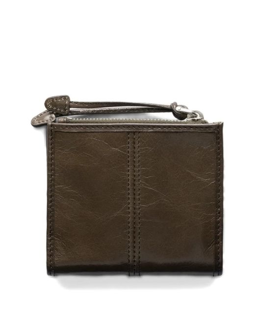 Prada Brown Triangle Logo Zip Leather Wallet for men