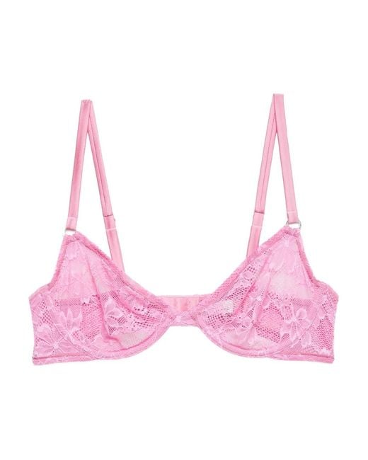 Fleur du Mal Pink Le Stretch Lace Demi Bra