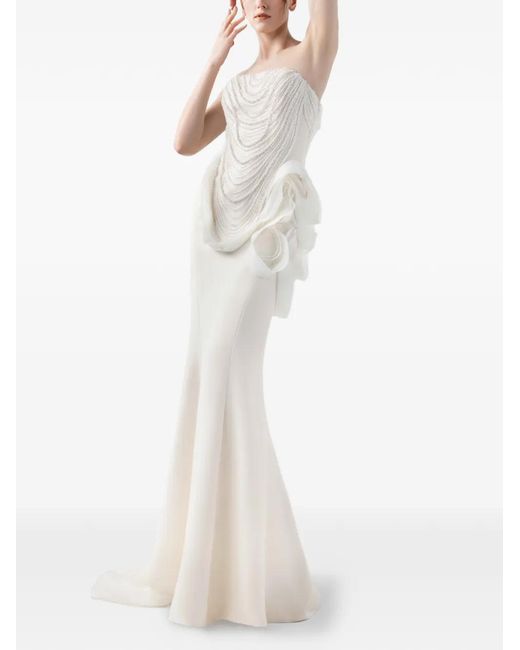 Gaby Charbachy White Robe Longue À Fleurs