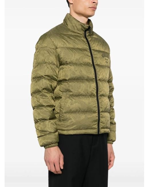 Versace Green Textured Finish Padded Jacket for men