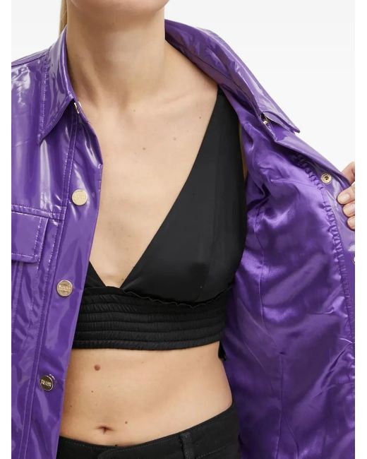 Silvian Heach Purple High-Shine Button-Fastening Jacket