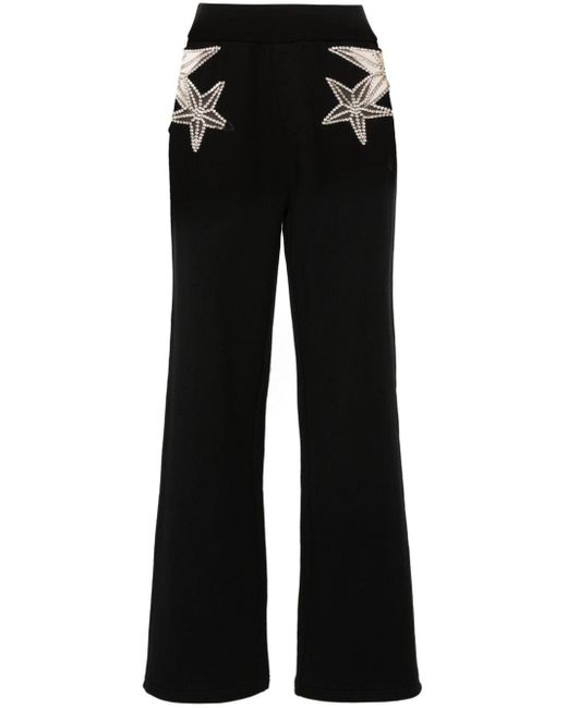 DSquared² Black Crystal-embellished Track Pants