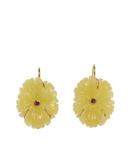 Lizzie Fortunato Yellow New Bloom Flower-Carved Earrings