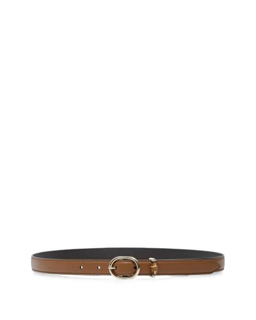 Gucci White Bamboo Buckle Leather Belt