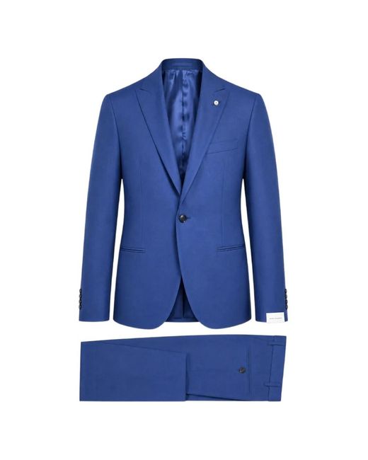 Luigi Bianchi Blue Single-Breasted Notch-Lapel Suit for men