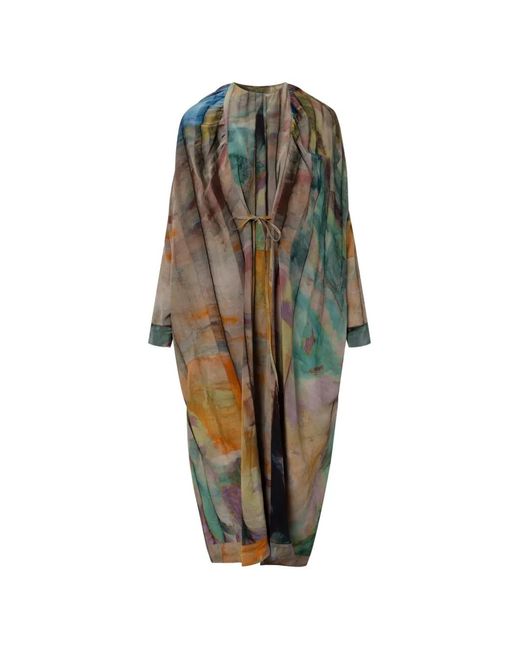 Anntian Green Printed Tie-Detail Maxi Dress