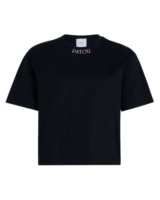 Patou Black T-Shirt Mit Logo-Stickerei