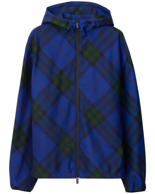 Burberry Blue House Check Hooded Jacket for men
