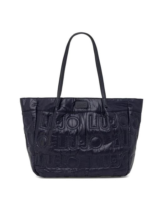 Liu Jo Blue Embossed Logo Tote Bag
