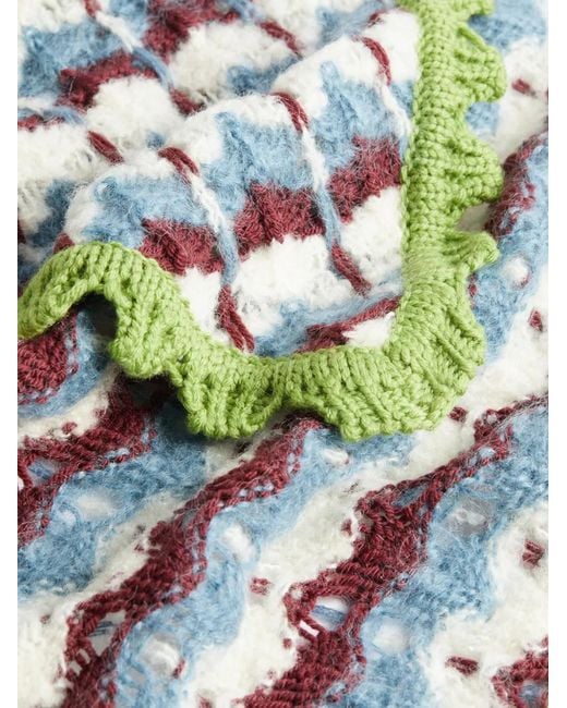 LaDoubleJ White Triangle-Shape Crochet Scarf