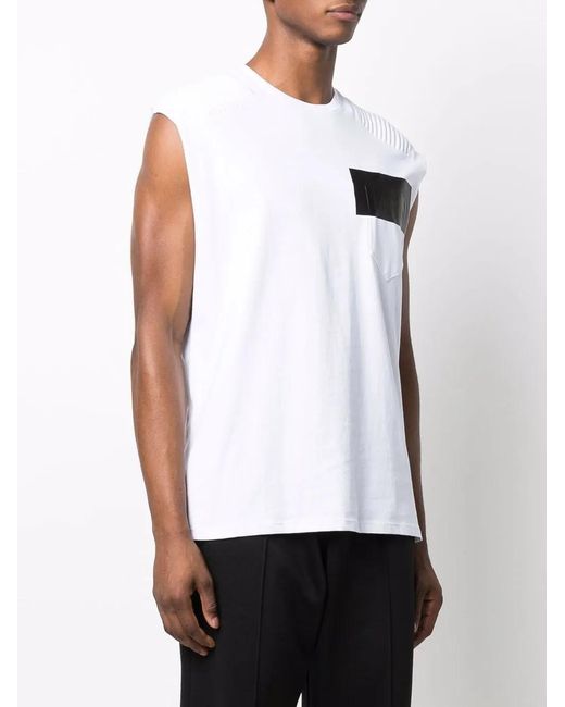 Philipp Plein White Logo Sleeveless Top for men