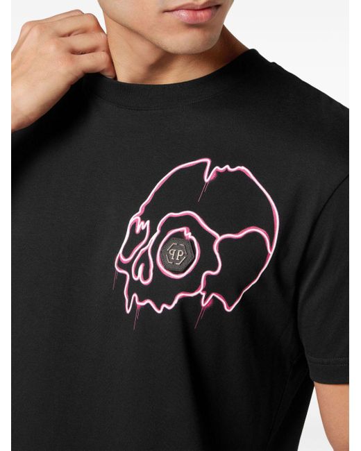 メンズ Philipp Plein Dripping Skull Tシャツ Black