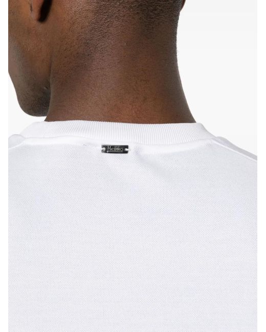 Herno White Round-Neck Cotton T-Shirt for men