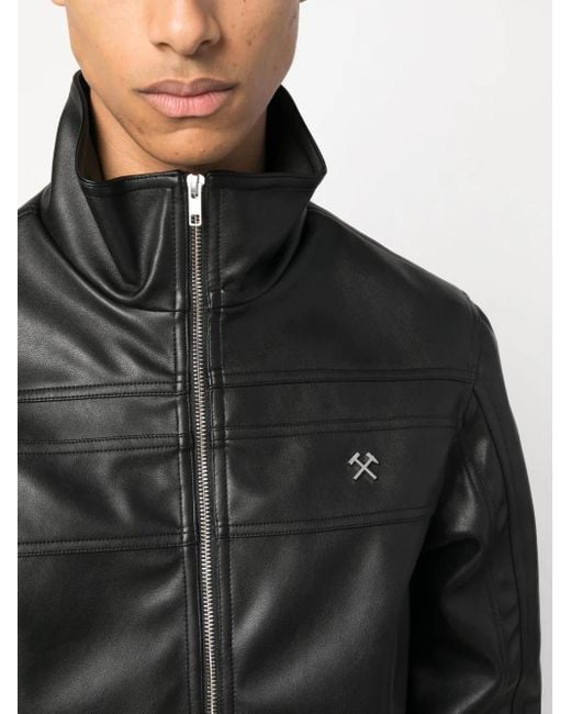 GmbH Black High-Neck Zip-Up Jacket for men