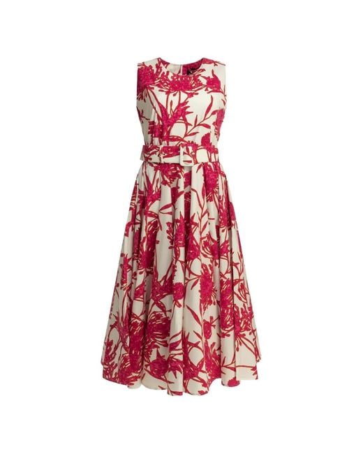 Samantha Sung Red Robe Ceinturée Abelia À Fleurs