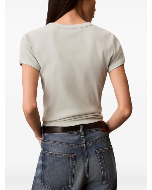 Calvin Klein Green Logo-Print Ribbed T-Shirt