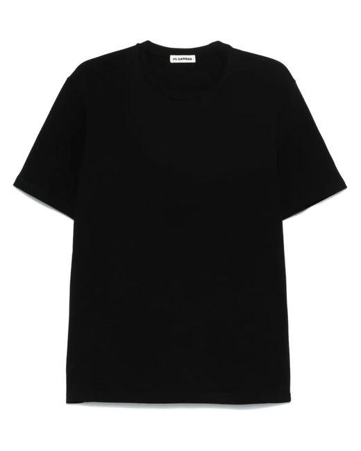 Jil Sander Black Logo-Patch T-Shirt for men