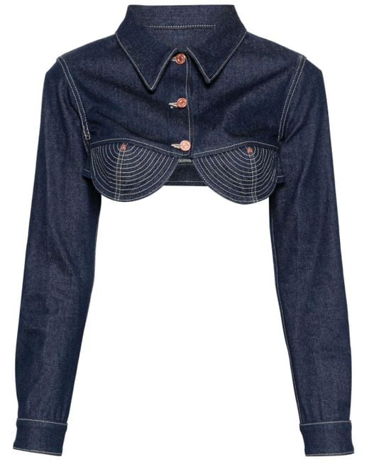 Jean Paul Gaultier Blue The Conical Cropped Denim Jacket