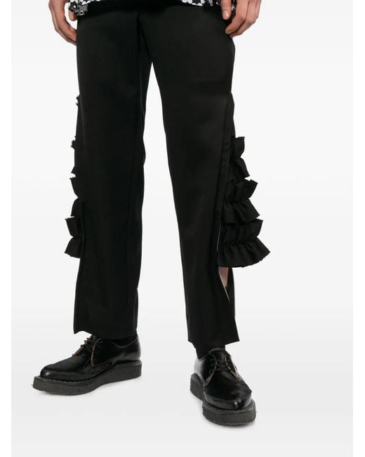 Comme des Garçons Black Ruffled Zip Details Trousers for men