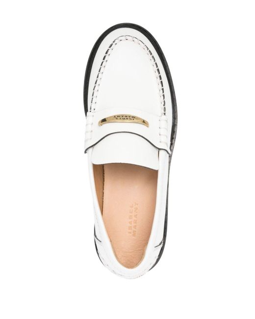 Isabel Marant White Frezza Leather Loafers