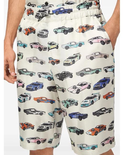 Philipp Plein Gray Cool Kid Cars Racing Shorts for men