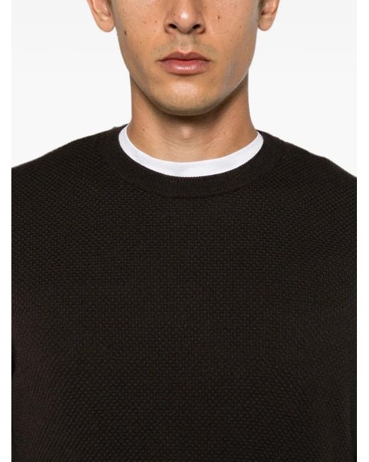 Slowear Black Waffle-Knit Sweater for men