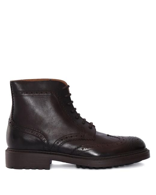 Doucal's Black Perforated-Detailed Boots for men