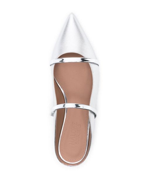 Malone Souliers White Norah Metallic Ballerina Shoes