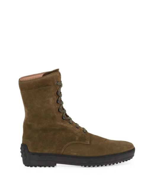 Tod's Brown Lace-Up Suede Boots for men