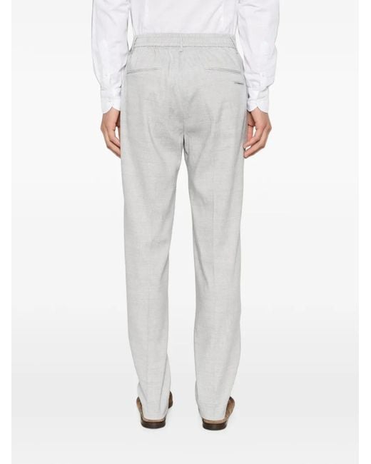 Peserico White Drawstring-Waistband Tailored Trousers for men