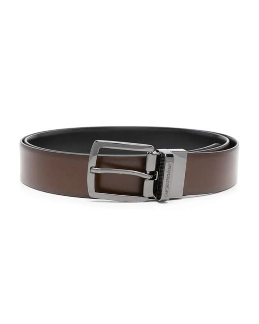Emporio Armani Black Burnished-Finish Leather Belt for men