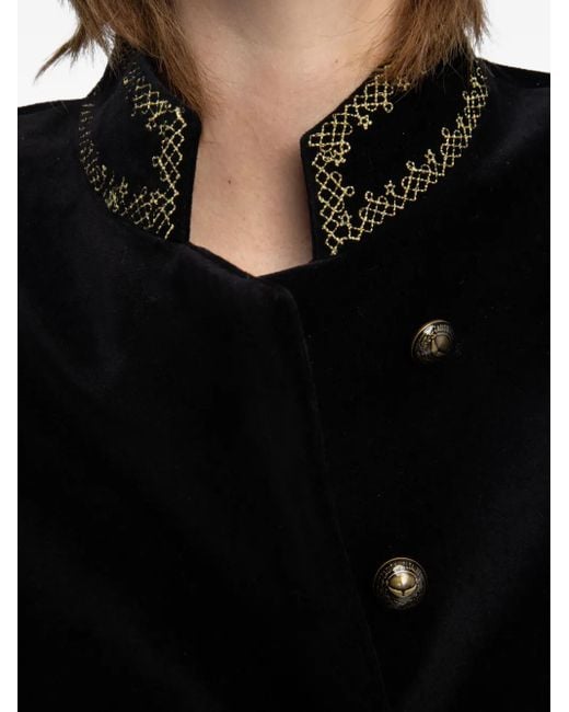 Zadig & Voltaire Black Verysa Embellished-Collar Jacket