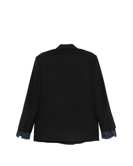 Juun.J Black Double-Breasted Buttoned Blazer