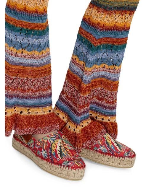 Etro Red Paisley-Print Platform Espadrilles