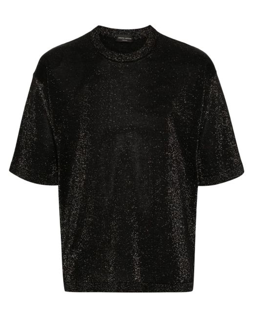 Roberto Collina Black Lurex-detail Short-sleeve T-shirt for men