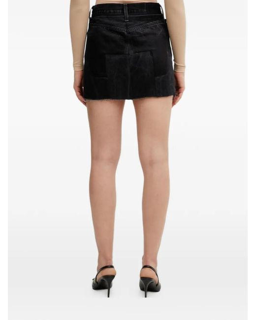 Vetements Black Asymmetric-Hem Denim Mini Skirt