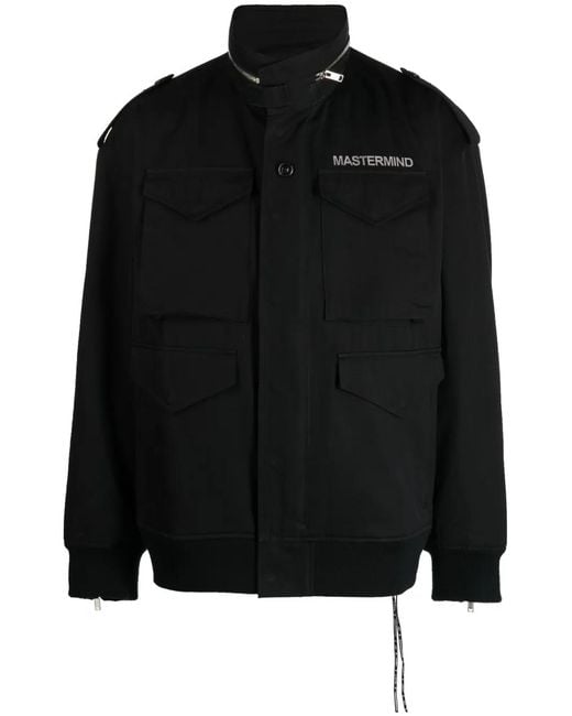 Mastermind Japan Black Logo-Print Zip-Detail Jacket for men
