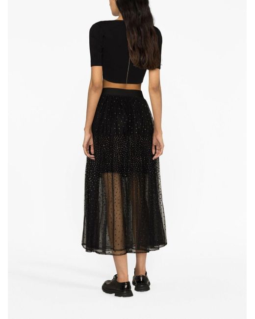 Maje Black Sequin-embellished Tulle Skirt